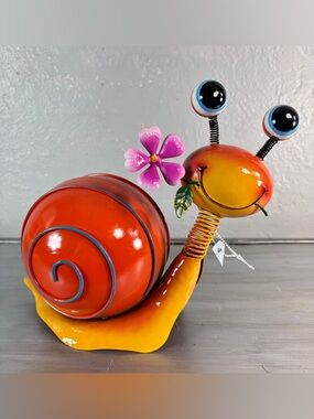 Whimsical Metal Garden Snail with Wobble Head Indoor/Outdoor Medium Size